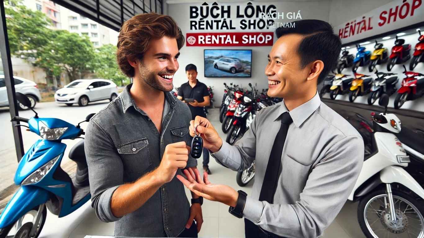 du khách nước ngoài hài lòng dịch vụ thuê xe máy tay ga xe số rạch giá kiên giang